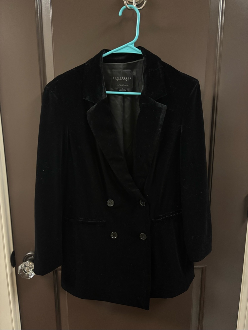 Sanctuary Black Bridget Velvet Blazer